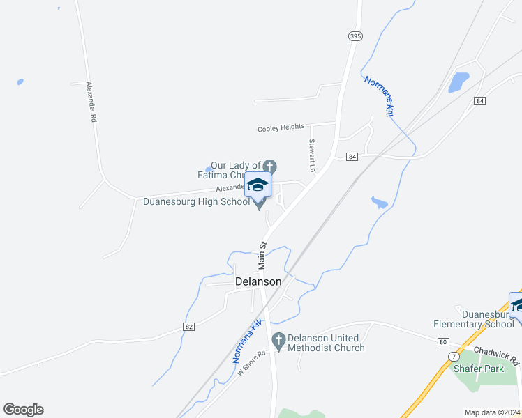 map of restaurants, bars, coffee shops, grocery stores, and more near 163 School Drive in Delanson