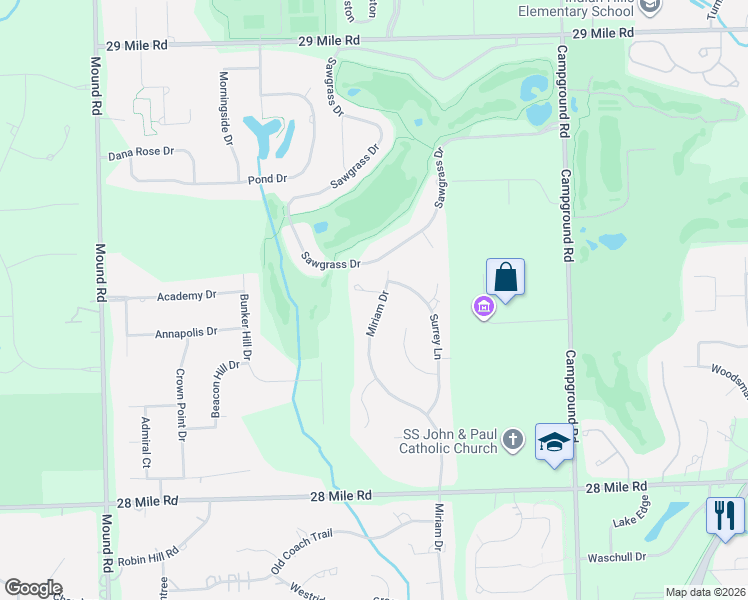map of restaurants, bars, coffee shops, grocery stores, and more near 7064 Red Fox Run in Washington