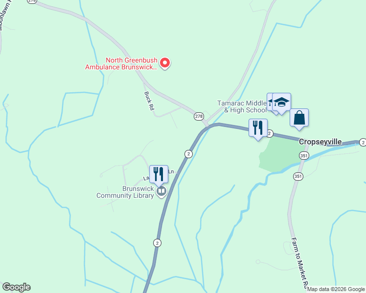 map of restaurants, bars, coffee shops, grocery stores, and more near 4048 New York 2 in Troy