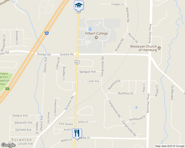 map of restaurants, bars, coffee shops, grocery stores, and more near 4263 Sprague Avenue in Hamburg