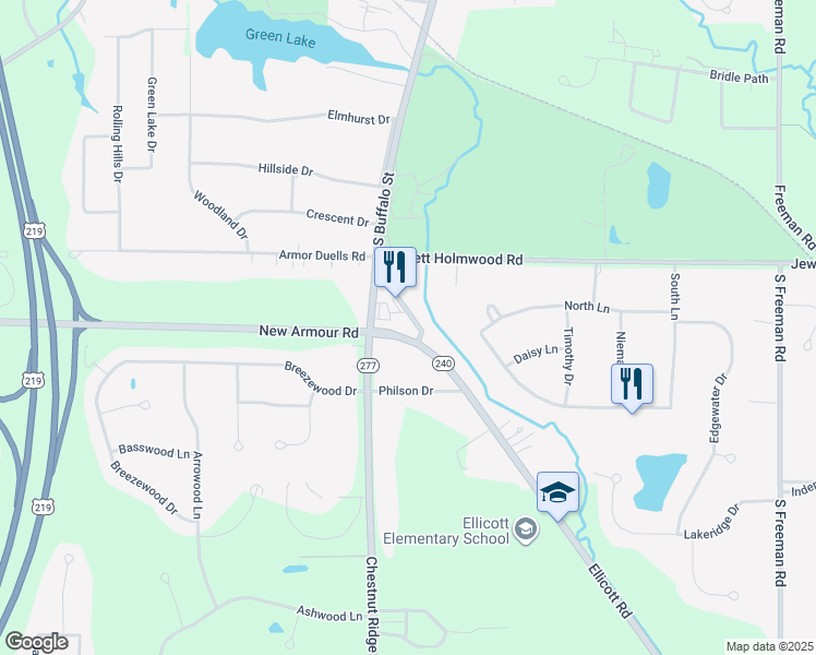 map of restaurants, bars, coffee shops, grocery stores, and more near 4962 Ellicott Road in Orchard Park