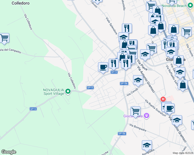 map of restaurants, bars, coffee shops, grocery stores, and more near 5 Via Pintor in Giulianova