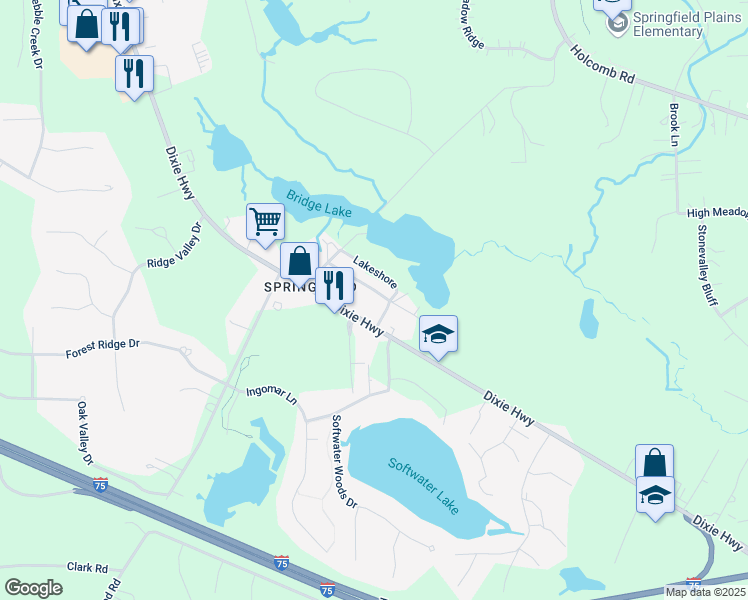 map of restaurants, bars, coffee shops, grocery stores, and more near 9208 Dixie Highway in Clarkston