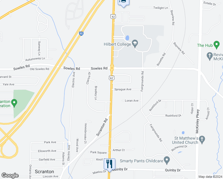 map of restaurants, bars, coffee shops, grocery stores, and more near 5424 South Park Avenue in Hamburg