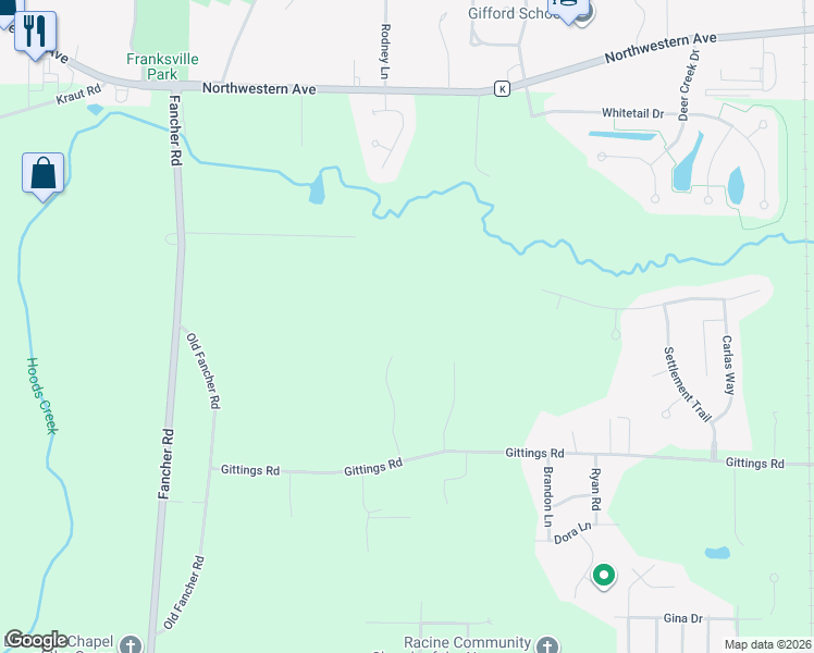 map of restaurants, bars, coffee shops, grocery stores, and more near 8910 Gittings Road in Racine