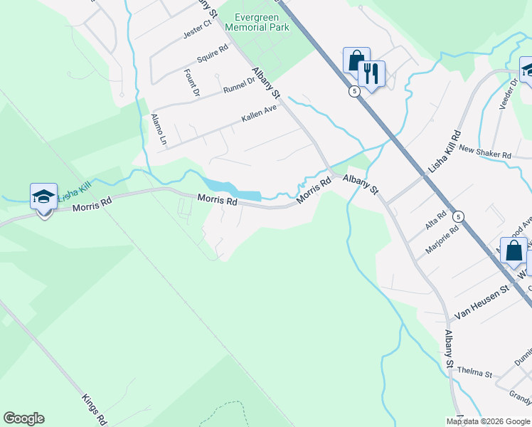 map of restaurants, bars, coffee shops, grocery stores, and more near 44 Morris Road in Schenectady