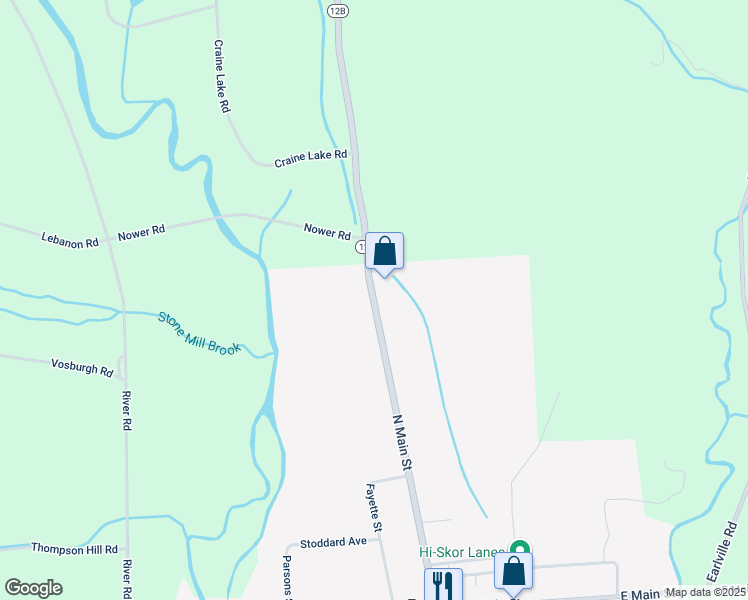 map of restaurants, bars, coffee shops, grocery stores, and more near 116 North Main Street in Earlville