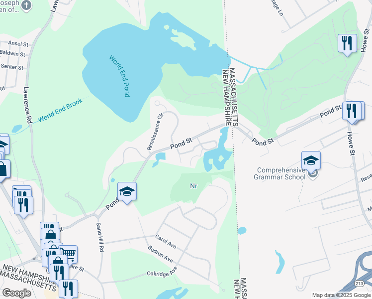 map of restaurants, bars, coffee shops, grocery stores, and more near 308 Main Street in Salem