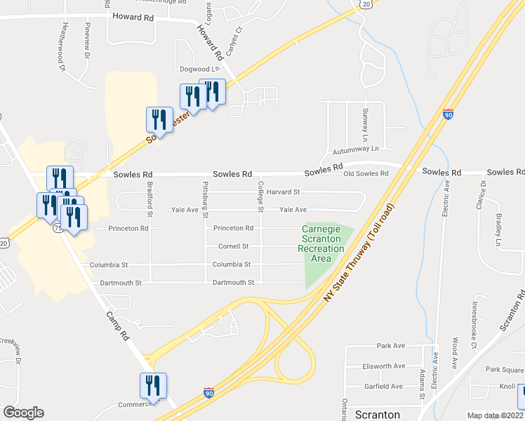 map of restaurants, bars, coffee shops, grocery stores, and more near 3841 Yale Avenue in Hamburg