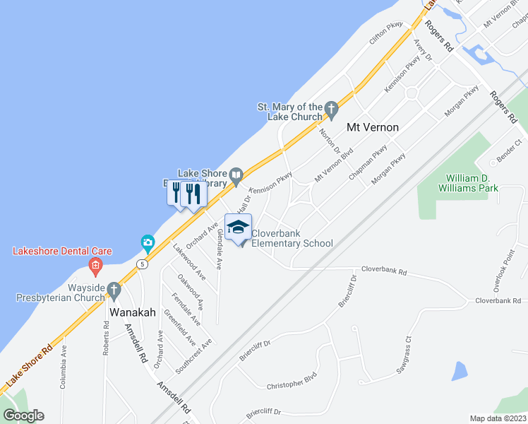 map of restaurants, bars, coffee shops, grocery stores, and more near 5059 Stewart Parkway in Hamburg