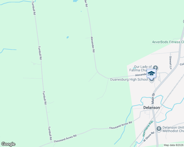 map of restaurants, bars, coffee shops, grocery stores, and more near 1150 Alexander Road in Delanson