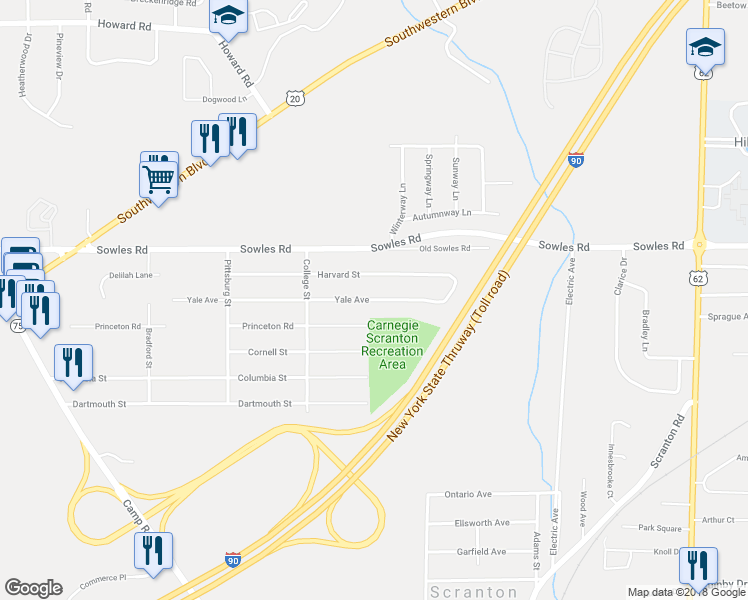 map of restaurants, bars, coffee shops, grocery stores, and more near 3904 Yale Avenue in Hamburg
