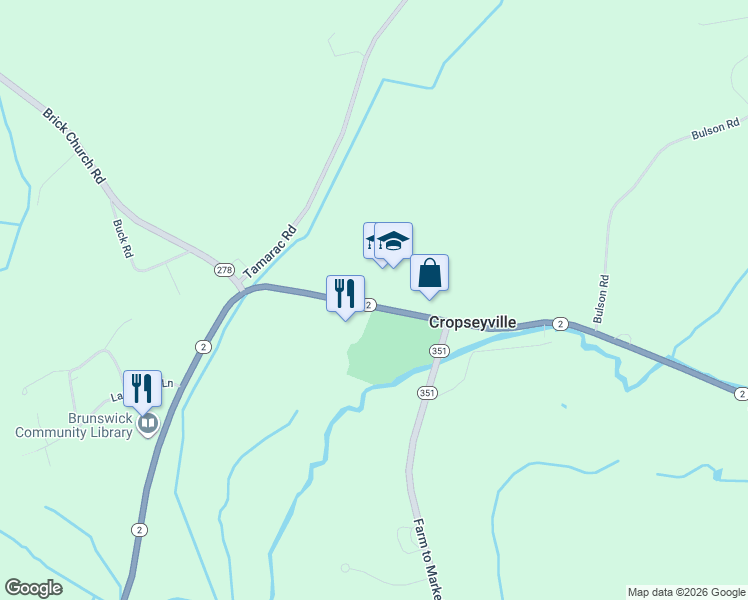 map of restaurants, bars, coffee shops, grocery stores, and more near 3992 New York 2 in Troy
