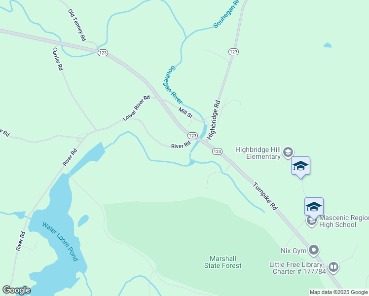 map of restaurants, bars, coffee shops, grocery stores, and more near 10 River Road in New Ipswich