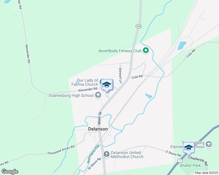 map of restaurants, bars, coffee shops, grocery stores, and more near 163 School Drive in Delanson