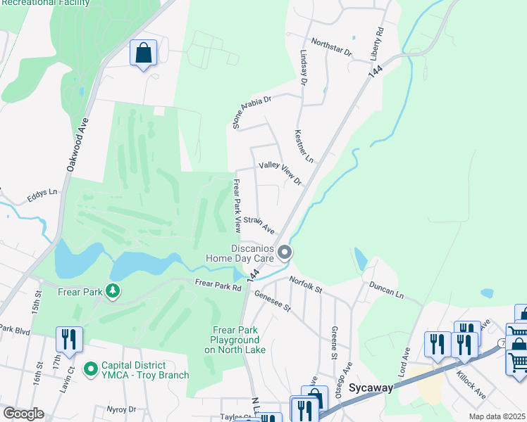 map of restaurants, bars, coffee shops, grocery stores, and more near 4 Sunset View Avenue in Troy