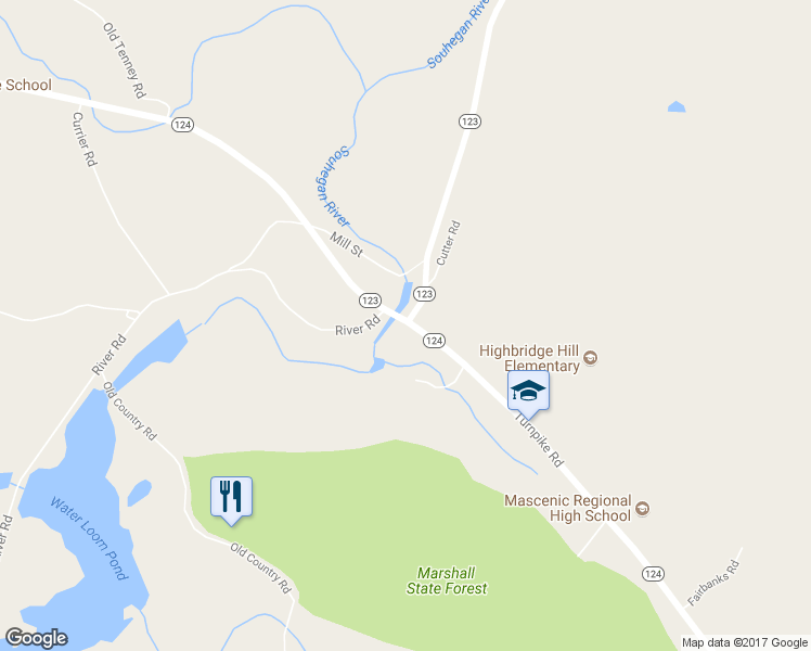 map of restaurants, bars, coffee shops, grocery stores, and more near 288 Turnpike Road in New Ipswich