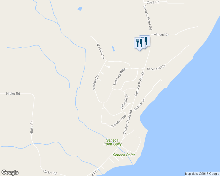 map of restaurants, bars, coffee shops, grocery stores, and more near 1 Andrews Way in Canandaigua