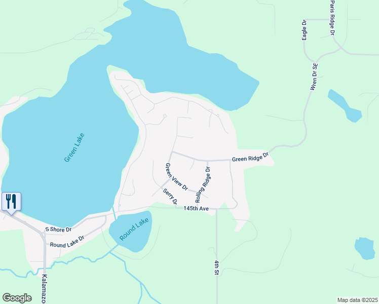 map of restaurants, bars, coffee shops, grocery stores, and more near 431 Green Ridge Drive in Caledonia
