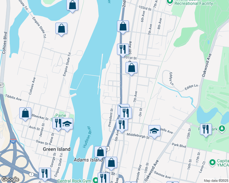 map of restaurants, bars, coffee shops, grocery stores, and more near in Troy