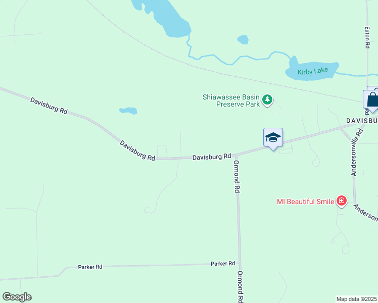map of restaurants, bars, coffee shops, grocery stores, and more near 13500 Davisburg Road in Oakland County