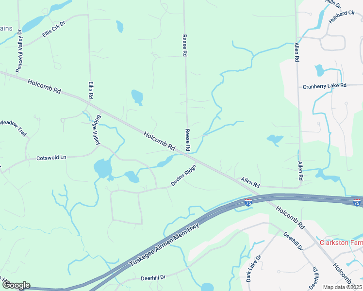 map of restaurants, bars, coffee shops, grocery stores, and more near 7728 Holcomb Road in Clarkston