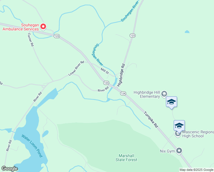 map of restaurants, bars, coffee shops, grocery stores, and more near 10 River Road in New Ipswich