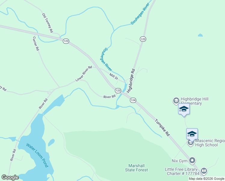 map of restaurants, bars, coffee shops, grocery stores, and more near 10 River Road in New Ipswich