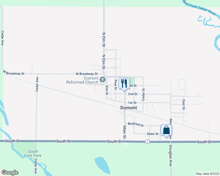 map of restaurants, bars, coffee shops, grocery stores, and more near 801-821 2nd Street in Dumont