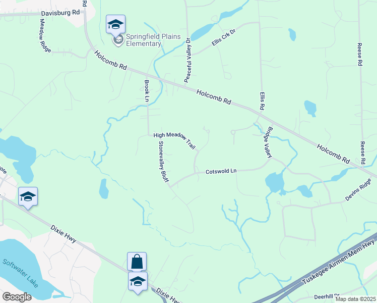 map of restaurants, bars, coffee shops, grocery stores, and more near 8309 High Meadow Trail in Clarkston