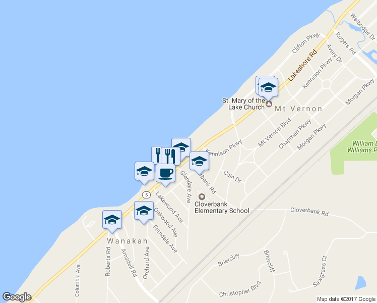 map of restaurants, bars, coffee shops, grocery stores, and more near 4870 Lake Shore Rd in Hamburg