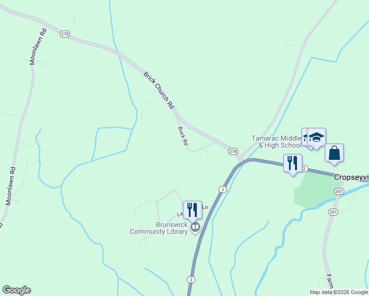 map of restaurants, bars, coffee shops, grocery stores, and more near 33 Buck Road in Troy