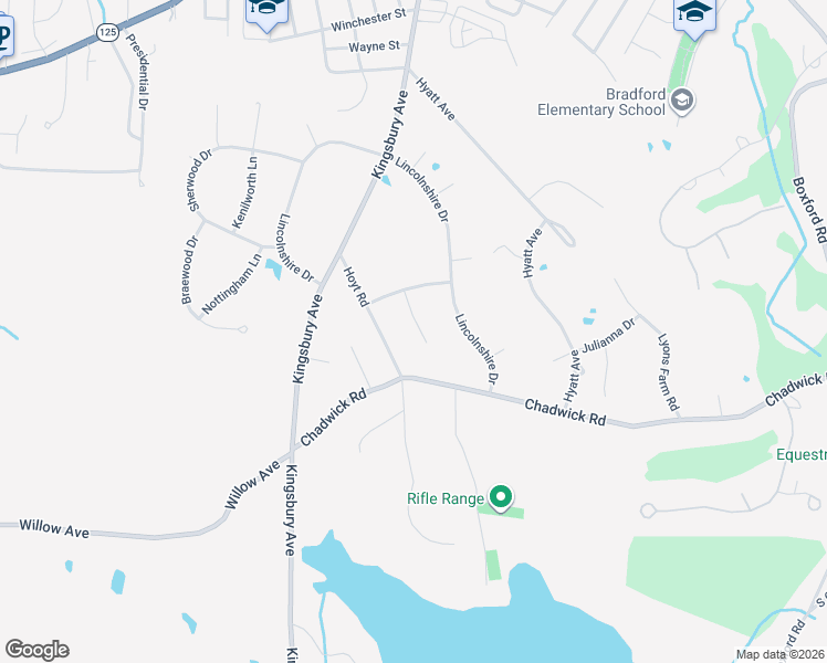 map of restaurants, bars, coffee shops, grocery stores, and more near 5 Stafford Court in Haverhill