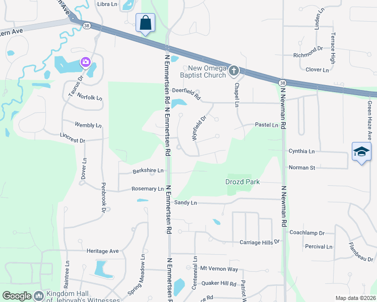 map of restaurants, bars, coffee shops, grocery stores, and more near 2551 Rolling Fields Drive in Mount Pleasant
