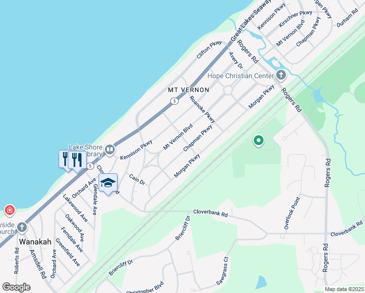 map of restaurants, bars, coffee shops, grocery stores, and more near 4986 Chapman Parkway in Hamburg