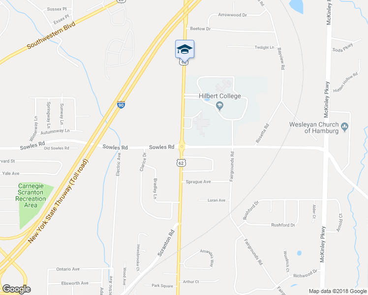 map of restaurants, bars, coffee shops, grocery stores, and more near 4200 Sowles Road in Hamburg