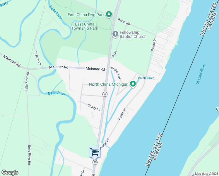 map of restaurants, bars, coffee shops, grocery stores, and more near 5374 Orchard Drive in East China