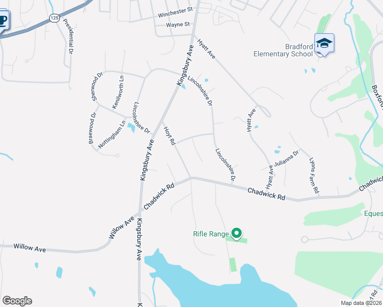 map of restaurants, bars, coffee shops, grocery stores, and more near 5 Stafford Court in Haverhill