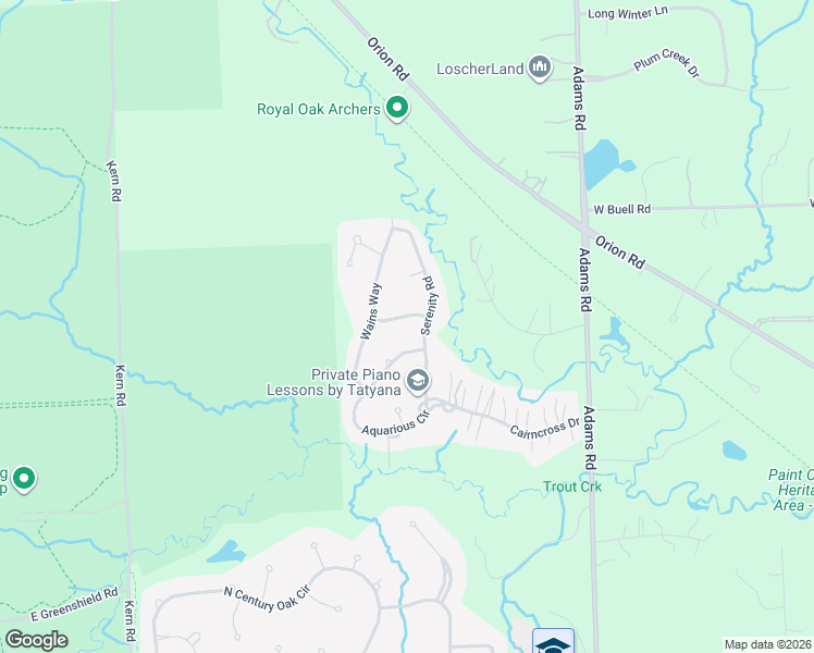 map of restaurants, bars, coffee shops, grocery stores, and more near 3375 Proctor Lane in Oakland charter Township