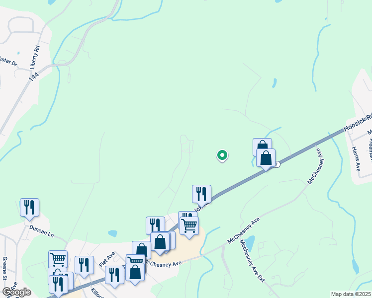 map of restaurants, bars, coffee shops, grocery stores, and more near 400 Brunswick Drive in Troy