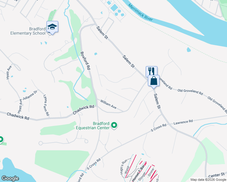 map of restaurants, bars, coffee shops, grocery stores, and more near 53 Regent Avenue in Haverhill
