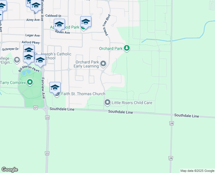 map of restaurants, bars, coffee shops, grocery stores, and more near 245 Peach Tree Boulevard in St. Thomas