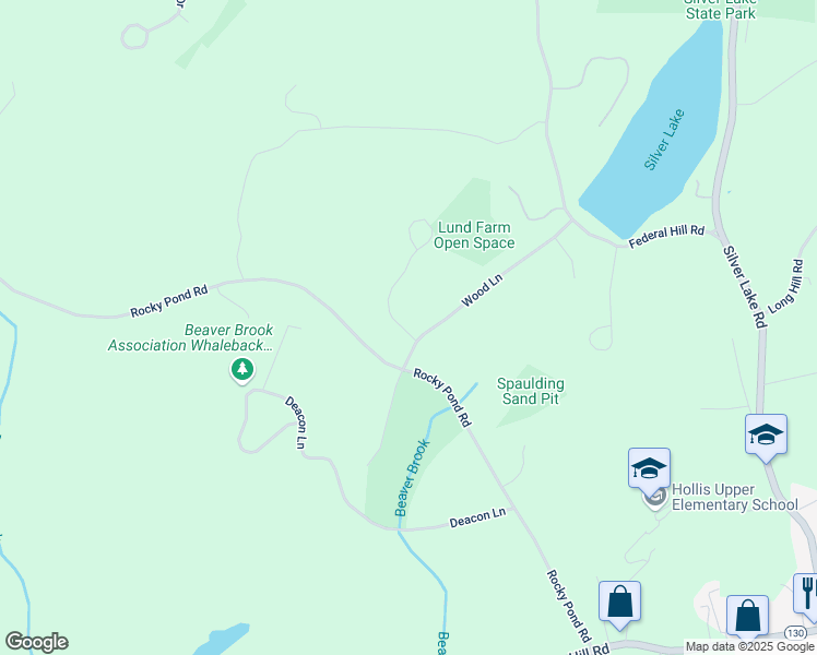 map of restaurants, bars, coffee shops, grocery stores, and more near 29 Wood Lane in Hollis