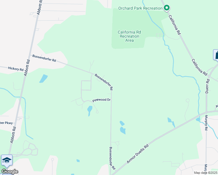 map of restaurants, bars, coffee shops, grocery stores, and more near 4899 Bussendorfer Road in Orchard Park