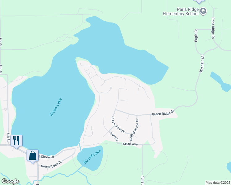 map of restaurants, bars, coffee shops, grocery stores, and more near 4548 Green Meadow Drive in Caledonia