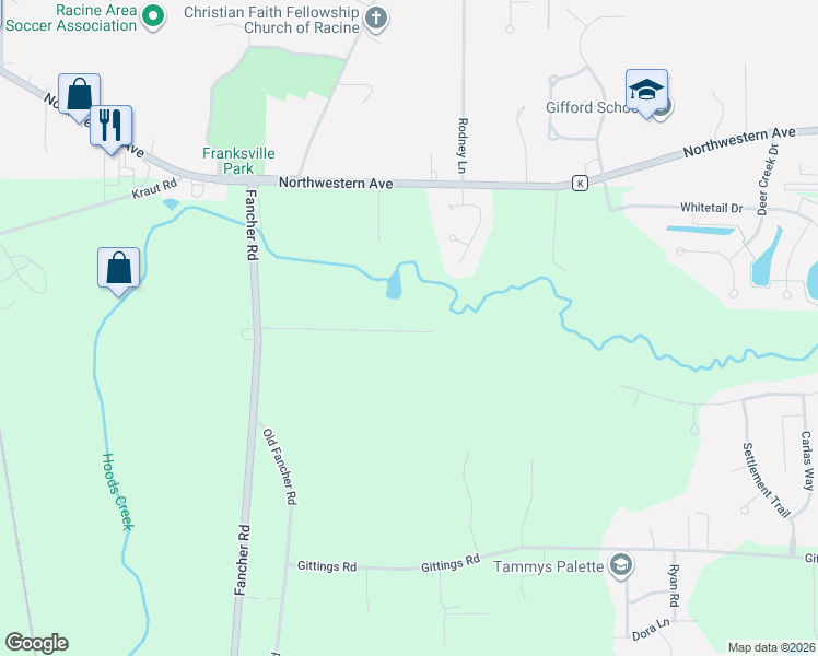 map of restaurants, bars, coffee shops, grocery stores, and more near 9325 Luane Drive in Racine