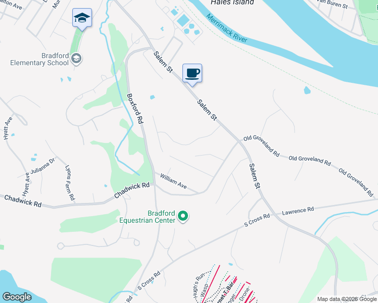 map of restaurants, bars, coffee shops, grocery stores, and more near 53 Regent Avenue in Haverhill