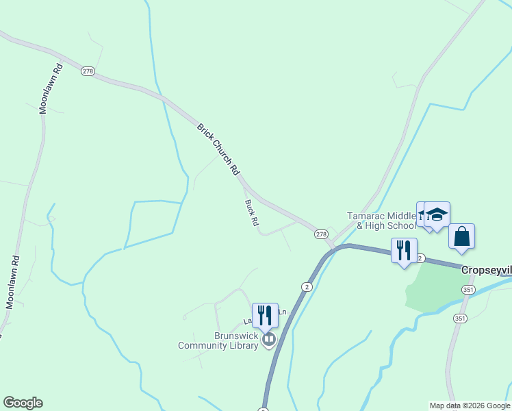 map of restaurants, bars, coffee shops, grocery stores, and more near 33 Buck Road in Troy