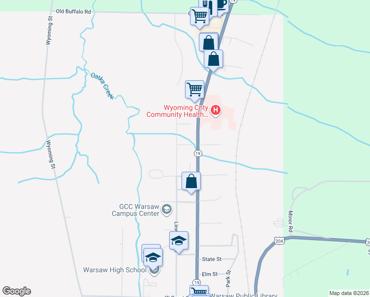 map of restaurants, bars, coffee shops, grocery stores, and more near 262 Linwood Avenue in Warsaw