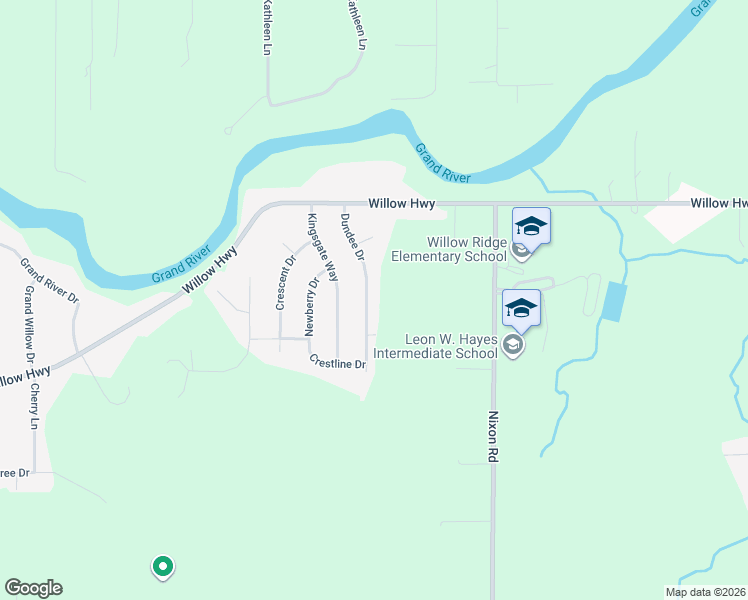 map of restaurants, bars, coffee shops, grocery stores, and more near 12834 Dundee Drive in Grand Ledge